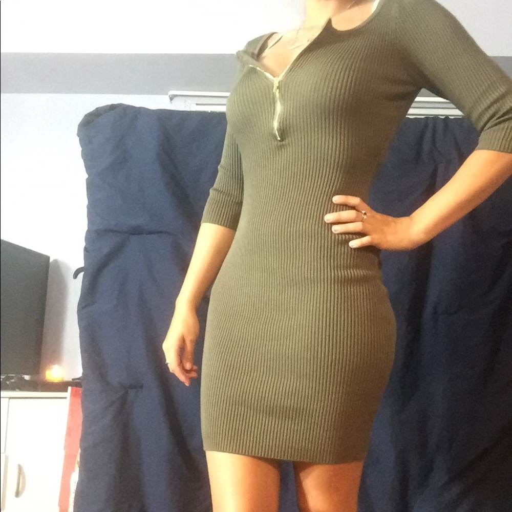 Skin tight olive dress